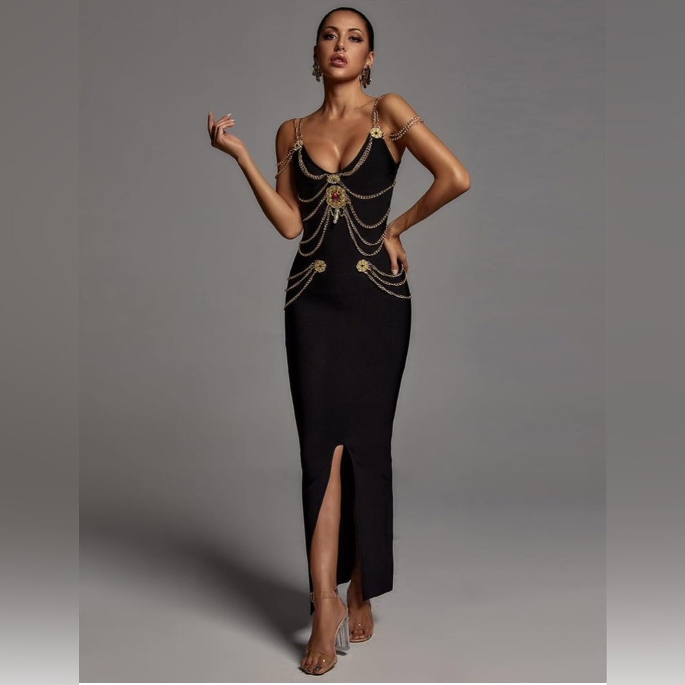 Bella Barnett Metal Embellishment Maxi Dress Size XS